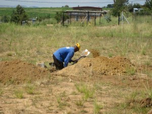 Digging the foundation trench