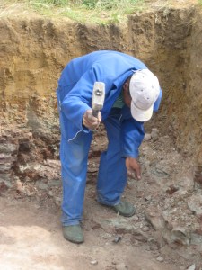 The last few layers were stone, so to finish digging the pit hammer and chisel were required