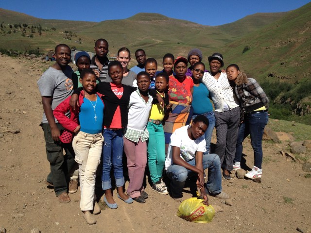 The team with the wife of Chief Timitia Makopela, 'M'e Malebotho